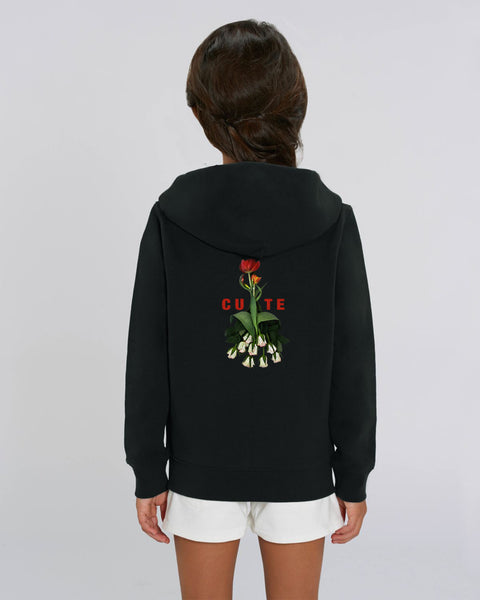 Kids' (Girls') Zip-Up Hoodie with Cute Back Print - Blush Pink