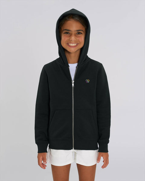 Kids' (Girls') Zip-Up Hoodie with Cute Back Print - Blush Pink