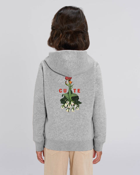 Kids' (Girls') Zip-Up Hoodie with Cute Back Print - Blush Pink
