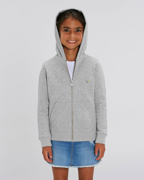 Kids' (Girls') Zip-Up Hoodie with Cute Back Print - Blush Pink