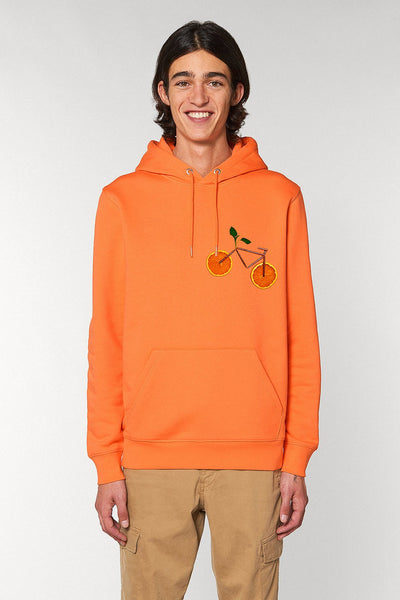Orange Orange Bicycle Printed Hoodie, Heavyweight, from organic cotton blend, Unisex, for Women & for Men