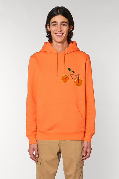 Orange Orange Bicycle Printed Hoodie, Heavyweight, from organic cotton blend, Unisex, for Women & for Men