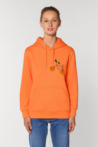 Orange Orange Bicycle Printed Hoodie, Heavyweight, from organic cotton blend, Unisex, for Women & for Men