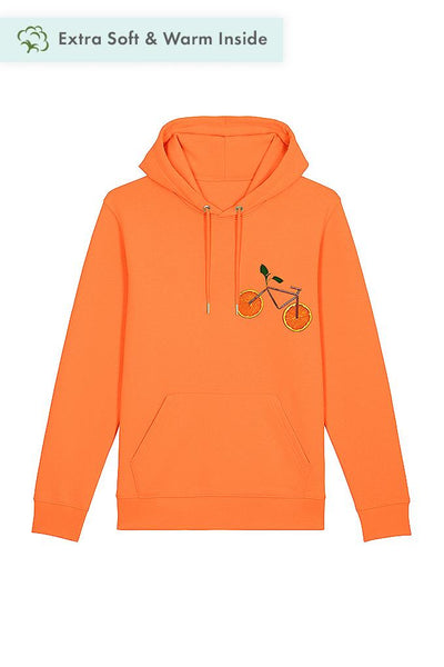 Orange Orange Bicycle Printed Hoodie, Heavyweight, from organic cotton blend, Unisex, for Women & for Men