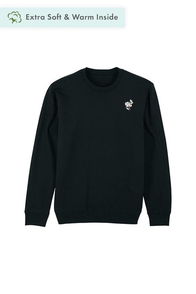 Black Organic Cotton Sweatshirt, Heavyweight, from organic cotton blend, Unisex, for Women & for Men