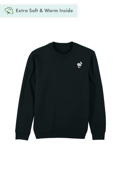 Black Organic Cotton Sweatshirt, Heavyweight, from organic cotton blend, Unisex, for Women & for Men