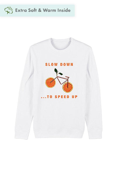 White Orange Bicycle Graphic Sweatshirt, Heavyweight, from organic cotton blend, Unisex, for Women & for Men