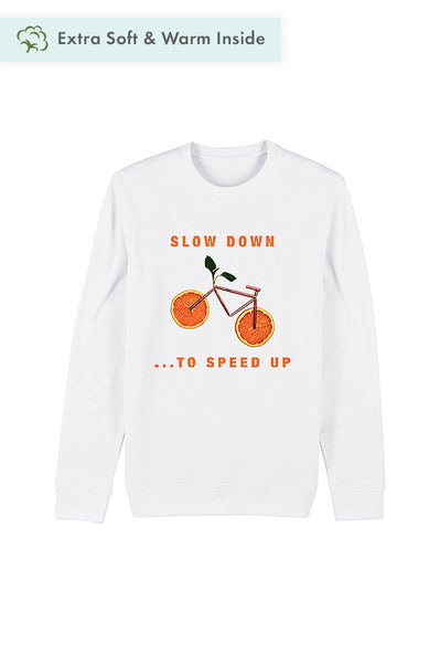 White Orange Bicycle Graphic Sweatshirt, Heavyweight, from organic cotton blend, Unisex, for Women & for Men