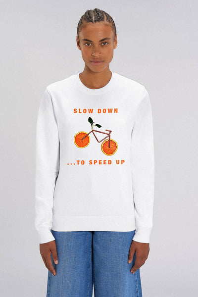 White Orange Bicycle Graphic Sweatshirt, Heavyweight, from organic cotton blend, Unisex, for Women & for Men