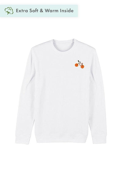 White Orange Bicycle Sweatshirt, Heavyweight, from organic cotton blend, Unisex, for Women & for Men