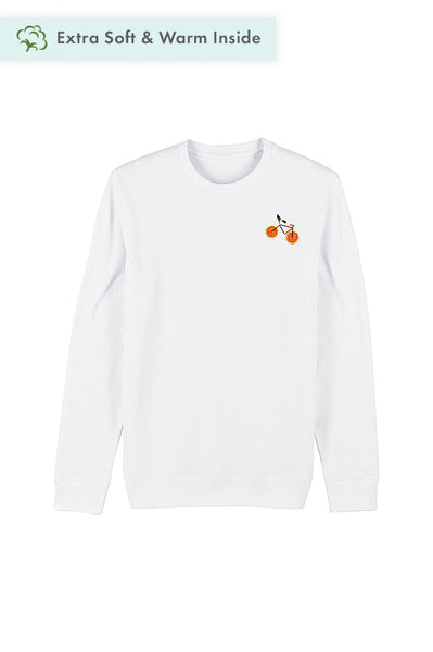 White Orange Bicycle Sweatshirt, Heavyweight, from organic cotton blend, Unisex, for Women & for Men
