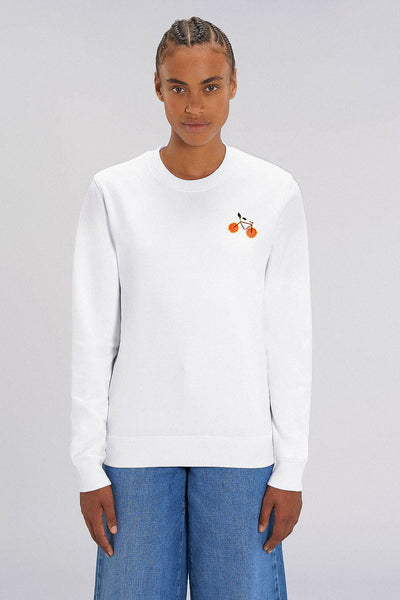 White Orange Bicycle Sweatshirt, Heavyweight, from organic cotton blend, Unisex, for Women & for Men