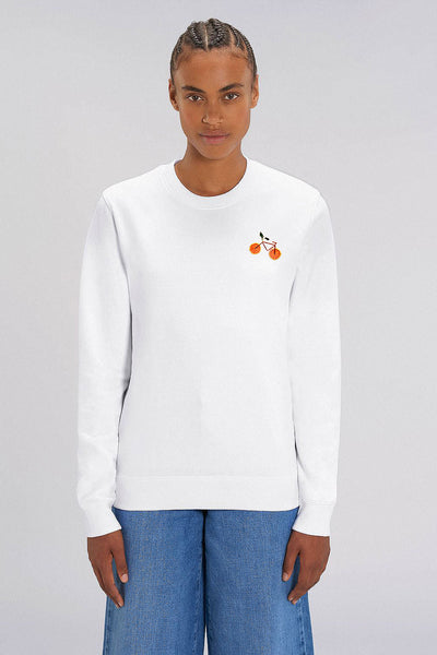 White Orange Bicycle Sweatshirt, Heavyweight, from organic cotton blend, Unisex, for Women & for Men