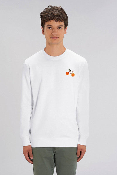White Orange Bicycle Sweatshirt, Heavyweight, from organic cotton blend, Unisex, for Women & for Men