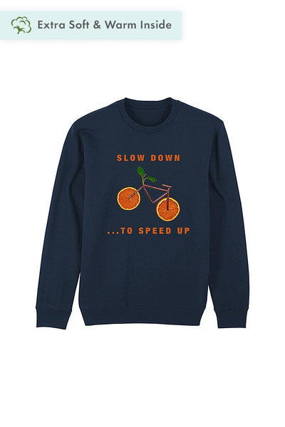 Navy Orange Bicycle Graphic Sweatshirt, Heavyweight, from organic cotton blend, Unisex, for Women & for Men