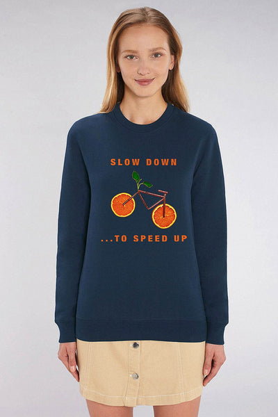 Navy Orange Bicycle Graphic Sweatshirt, Heavyweight, from organic cotton blend, Unisex, for Women & for Men