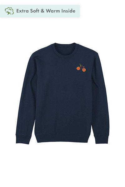 Navy Orange Bicycle Sweatshirt, Heavyweight, from organic cotton blend, Unisex, for Women & for Men