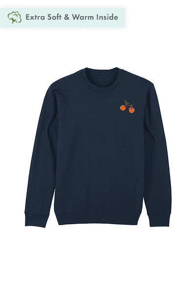 Navy Orange Bicycle Sweatshirt, Heavyweight, from organic cotton blend, Unisex, for Women & for Men