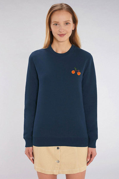 Navy Orange Bicycle Sweatshirt, Heavyweight, from organic cotton blend, Unisex, for Women & for Men