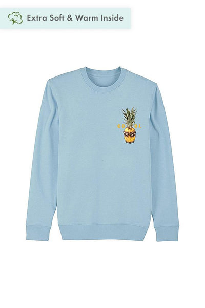 Light blue Cool Pineapple Printed Sweatshirt, Heavyweight, from organic cotton blend, Unisex, for Women & for Men