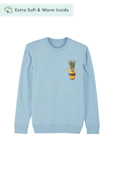 Light blue Cool Pineapple Printed Sweatshirt, Heavyweight, from organic cotton blend, Unisex, for Women & for Men