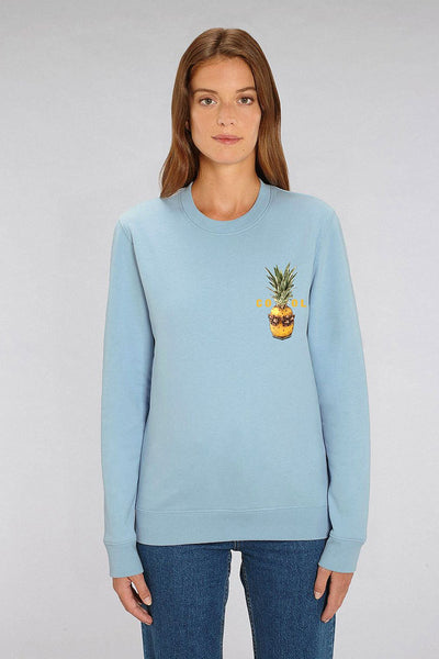 Light blue Cool Pineapple Printed Sweatshirt, Heavyweight, from organic cotton blend, Unisex, for Women & for Men