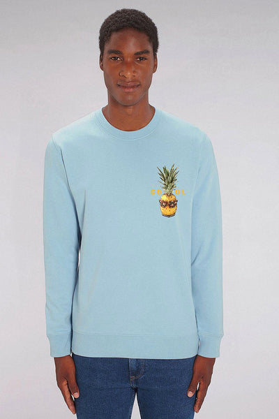 Light blue Cool Pineapple Printed Sweatshirt, Heavyweight, from organic cotton blend, Unisex, for Women & for Men