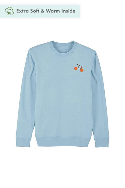 Light blue Orange Bicycle Sweatshirt, Heavyweight, from organic cotton blend, Unisex, for Women & for Men