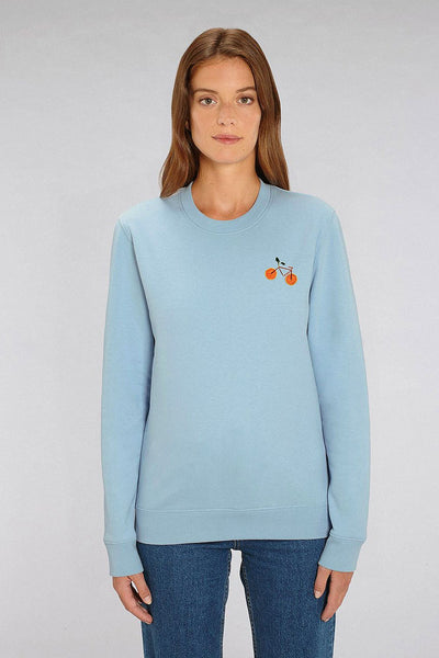 Light blue Orange Bicycle Sweatshirt, Heavyweight, from organic cotton blend, Unisex, for Women & for Men
