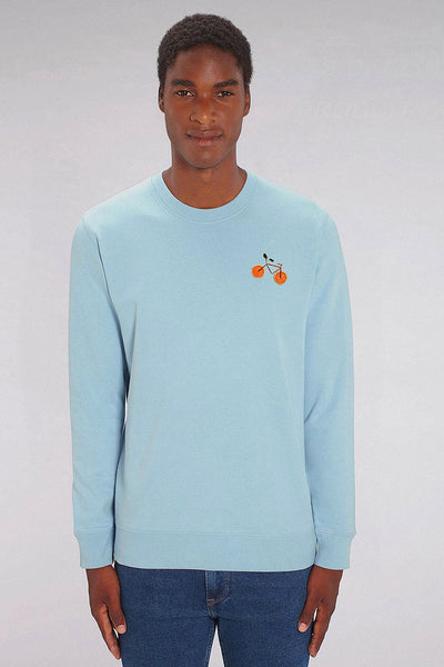 Light blue Orange Bicycle Sweatshirt, Heavyweight, from organic cotton blend, Unisex, for Women & for Men