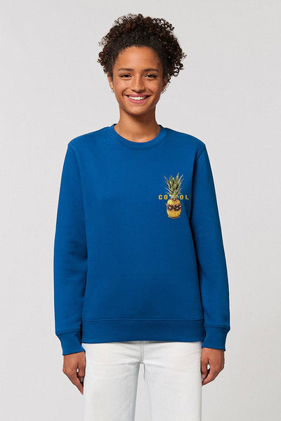 Blue Cool Pineapple Printed Sweatshirt, Heavyweight, from organic cotton blend, Unisex, for Women & for Men