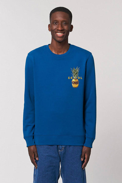 Blue Cool Pineapple Printed Sweatshirt, Heavyweight, from organic cotton blend, Unisex, for Women & for Men