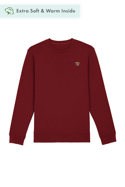 Burgundy Embroidered BHappy Logo Sweatshirt, Heavyweight, from organic cotton blend, Unisex, for Women & for Men