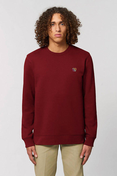 Burgundy Embroidered BHappy Logo Sweatshirt, Heavyweight, from organic cotton blend, Unisex, for Women & for Men