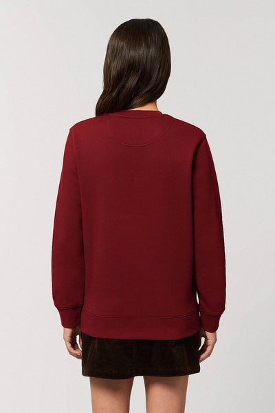 Burgundy Embroidered BHappy Logo Sweatshirt, Heavyweight, from organic cotton blend, Unisex, for Women & for Men