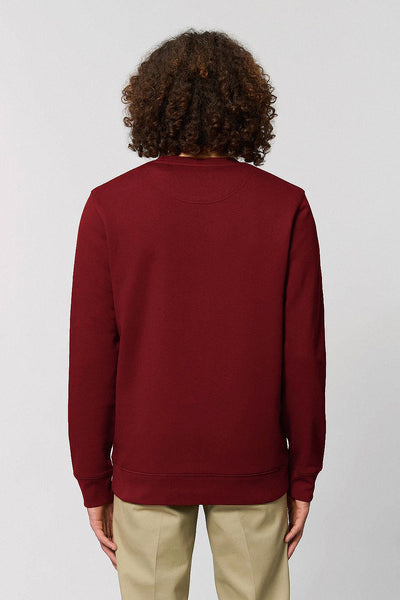 Burgundy Embroidered BHappy Logo Sweatshirt, Heavyweight, from organic cotton blend, Unisex, for Women & for Men