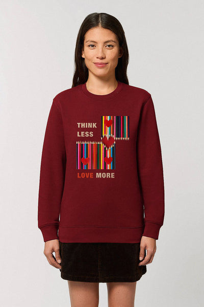 Burgundy Love More Graphic Sweatshirt, Heavyweight, from organic cotton blend