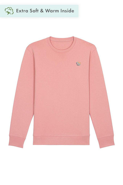 Pink Embroidered BHappy Logo Sweatshirt, Heavyweight, from organic cotton blend, Unisex, for Women & for Men