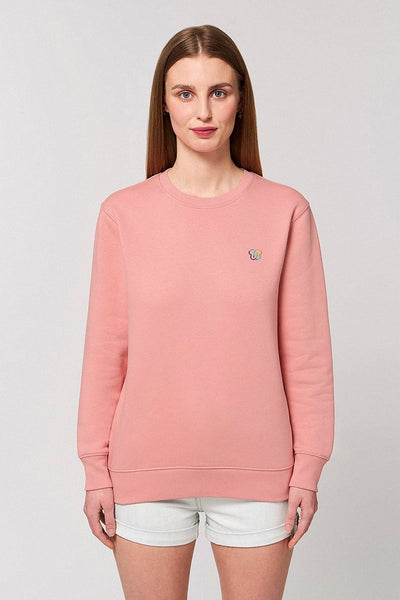 Pink Embroidered BHappy Logo Sweatshirt, Heavyweight, from organic cotton blend, Unisex, for Women & for Men