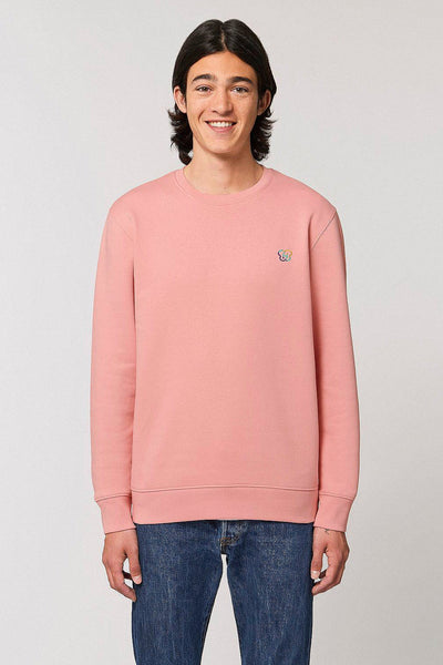 Pink Embroidered BHappy Logo Sweatshirt, Heavyweight, from organic cotton blend, Unisex, for Women & for Men