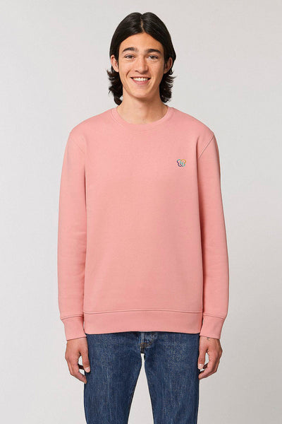 Pink Embroidered BHappy Logo Sweatshirt, Heavyweight, from organic cotton blend, Unisex, for Women & for Men