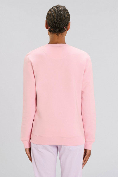 Cotton Pink Two Hands Printed Sweatshirt, Heavyweight, from organic cotton blend, Unisex, for Women & for Men