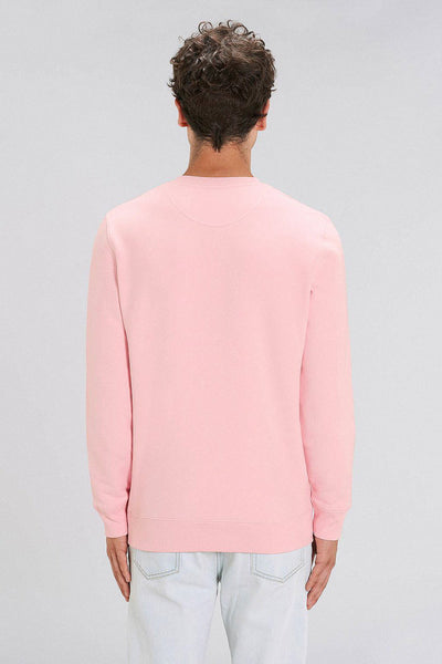 Cotton Pink Two Hands Printed Sweatshirt, Heavyweight, from organic cotton blend, Unisex, for Women & for Men