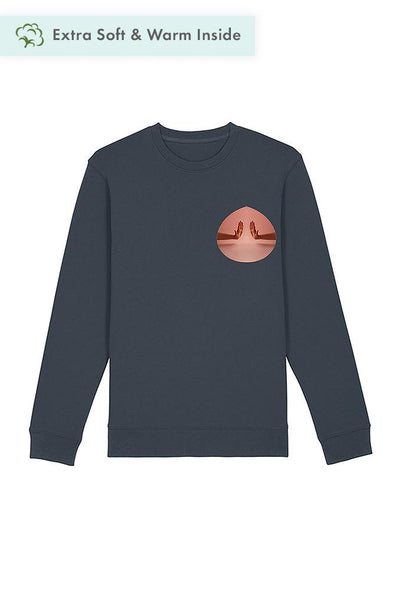 Dark grey Two Hands Printed Sweatshirt, Heavyweight, from organic cotton blend, Unisex, for Women & for Men