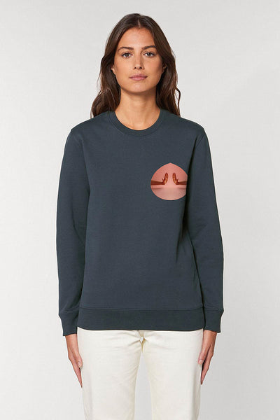 Dark grey Two Hands Printed Sweatshirt, Heavyweight, from organic cotton blend, Unisex, for Women & for Men