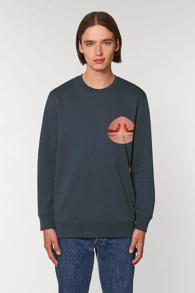 Dark grey Two Hands Printed Sweatshirt, Heavyweight, from organic cotton blend, Unisex, for Women & for Men