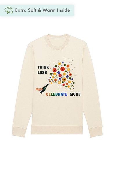 Beige Celebrate Graphic Sweatshirt, Heavyweight, from organic cotton blend, Unisex, for Women & for Men