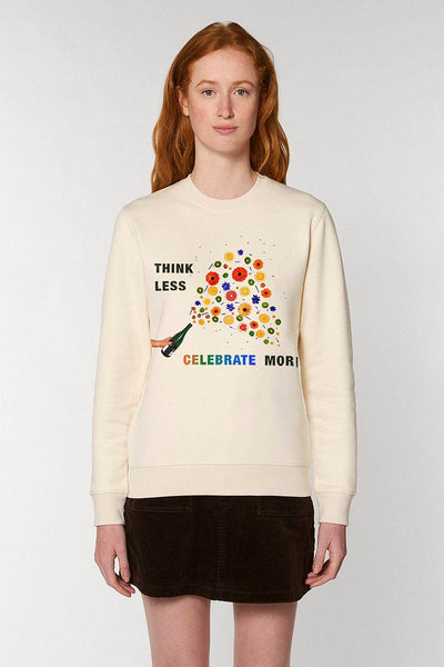Beige Celebrate Graphic Sweatshirt, Heavyweight, from organic cotton blend, Unisex, for Women & for Men