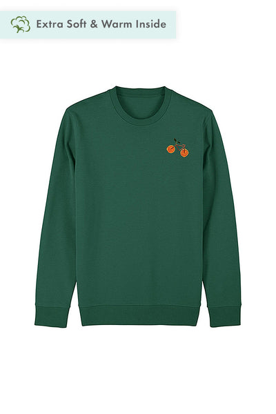 Green Orange Bicycle Sweatshirt, Heavyweight, from organic cotton blend, Unisex, for Women & for Men