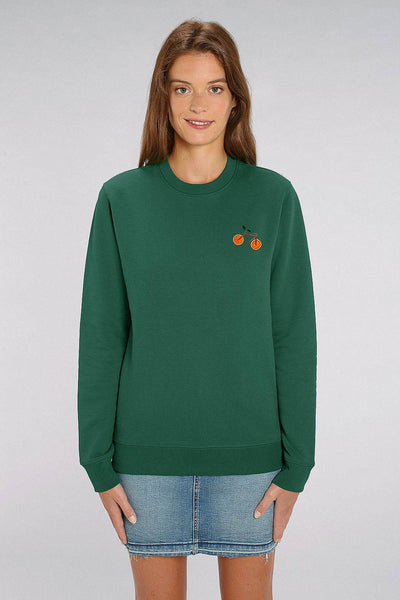 Green Orange Bicycle Sweatshirt, Heavyweight, from organic cotton blend, Unisex, for Women & for Men